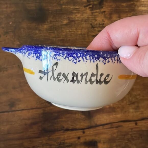 FAIENCERIE DE PORNIC FRANCE Quimper style bowl w/ the name of Alexandre /Lucie - Picture 5 of 8